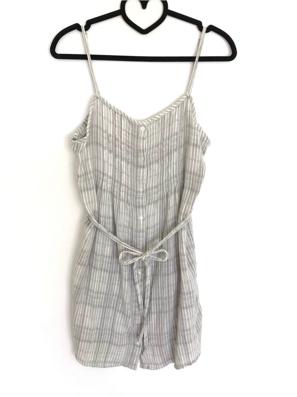 Soft Joie Yaretzi Gray White Mini Striped Spaghetti Strap Dress Size XS